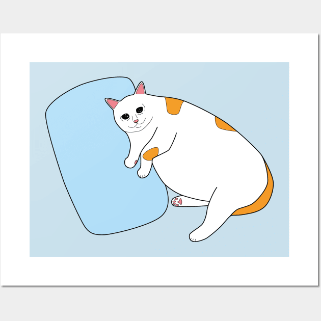 Pillow Cat Meme Wall Art by Sashen